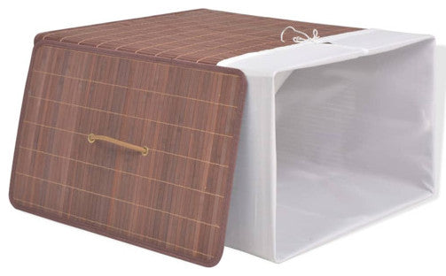 vidaXL Laundry Basket with Lid and Handles Dirty Clothes Basket Brown Bamboo