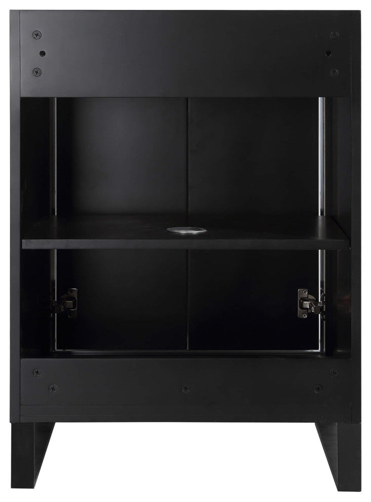 Opulence Bath Vanity, Black Matte, 24", Black Hardware, White Carrara Top