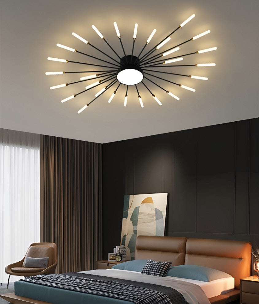Winterthur | Exquisite LED Metal Ceiling Light, Black, 42 Heads