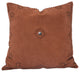 Western Suede Antique Silver Concho & Studded Pillow, 20" x 20", Tobacco