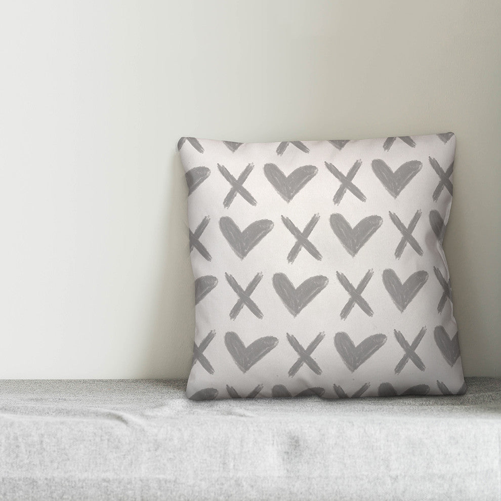 XO Hearts 18x18 Throw Pillow