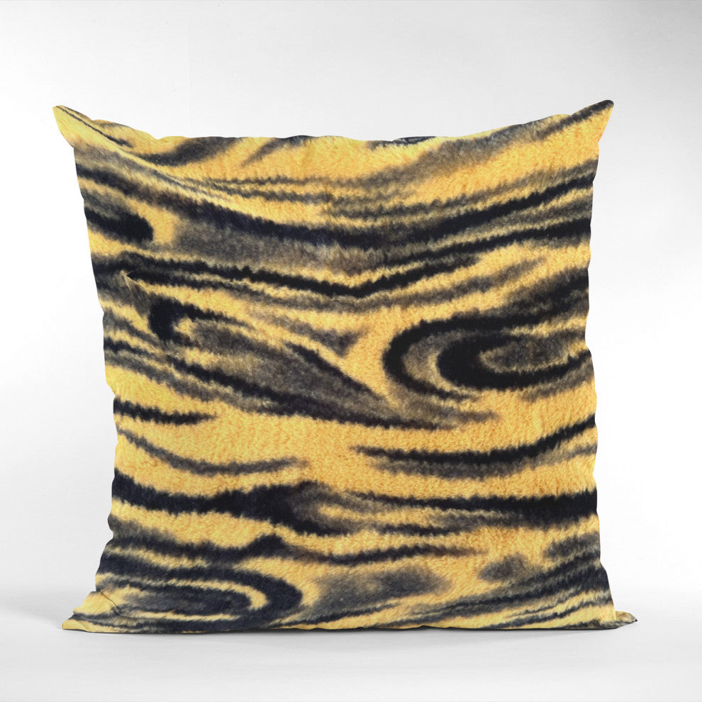 Plutus Yellow Galaxy Faux Fur Luxury Throw Pillow, Yellow, 24" x 24"