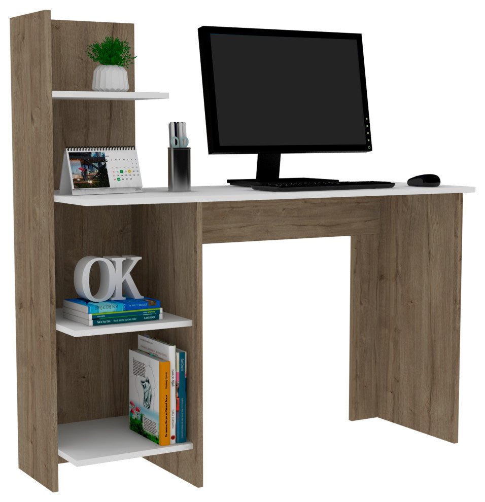 Toronto 120 Desk, White /Pine