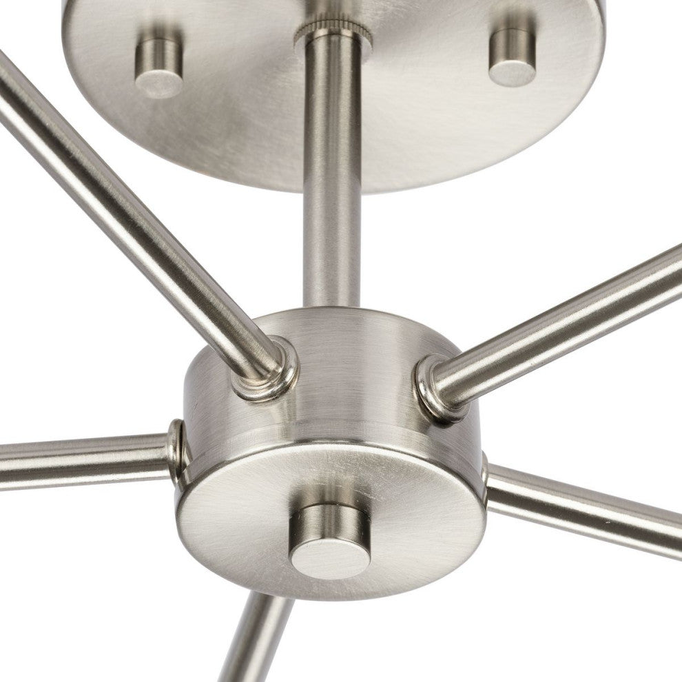 Delayne Collection 16" 5-Light Brushed Nickel Etched Glass Semi-Flush Light
