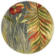 HomeRoots 8' Blue Green Hand Tufted Tropical Plants Round Indoor Area Rug