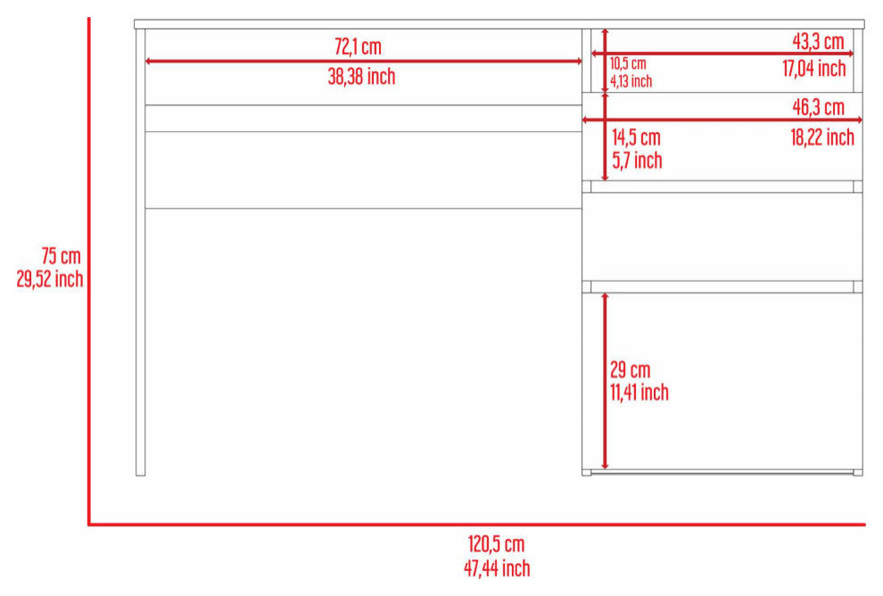 Louisiana Writing Computer Desk with Open Shelf and 3 Drawers, Black