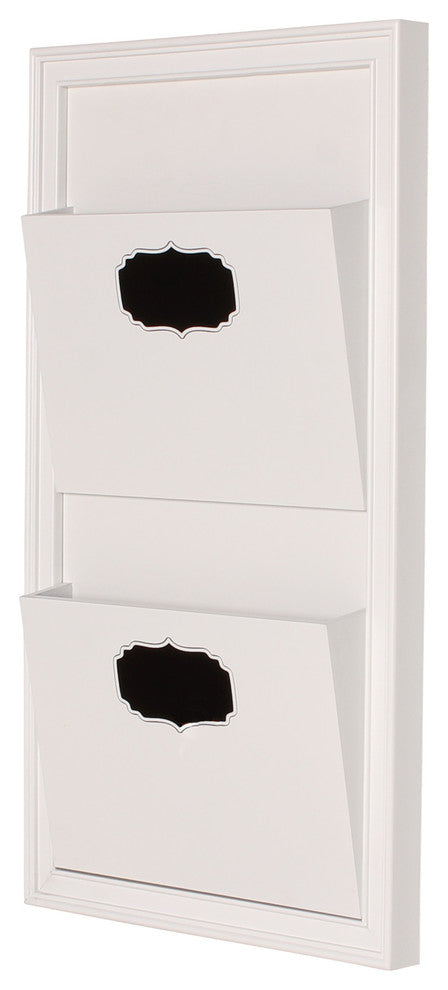 Walcott Wood Wall Organizer With Two Pockets, 11.5x20, White