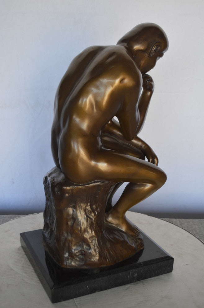 The Thinker by Rodin Bronze Statue Replica -  Size: 10"L x 11"W x 20"H.