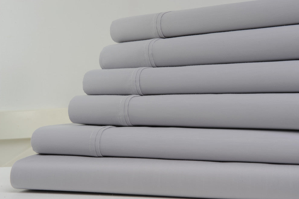 Kathy Ireland Home 1200 Thread Count 6 Piece Sheet Sets, 6 Colors, Gray, Queen