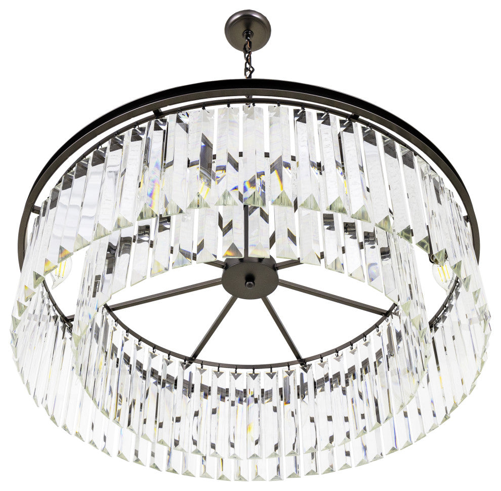 Polaris 8-Light Prism Crystal Chandelier, Black