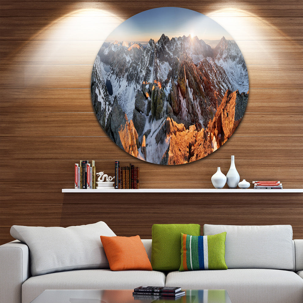 Scenery Of High Mountain With Lake, Landscape Round Wall Art, 36"