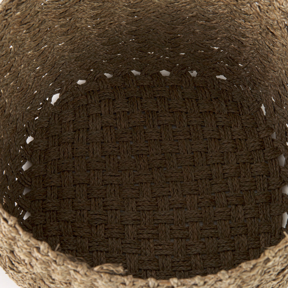 Jarek Medium Brown Seagrass Cross Weave Round Baskets, 3-Piece Set