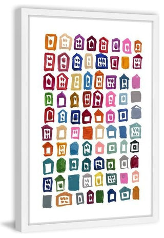"Rainbow Homes" Framed Painting Print, 16"x24"