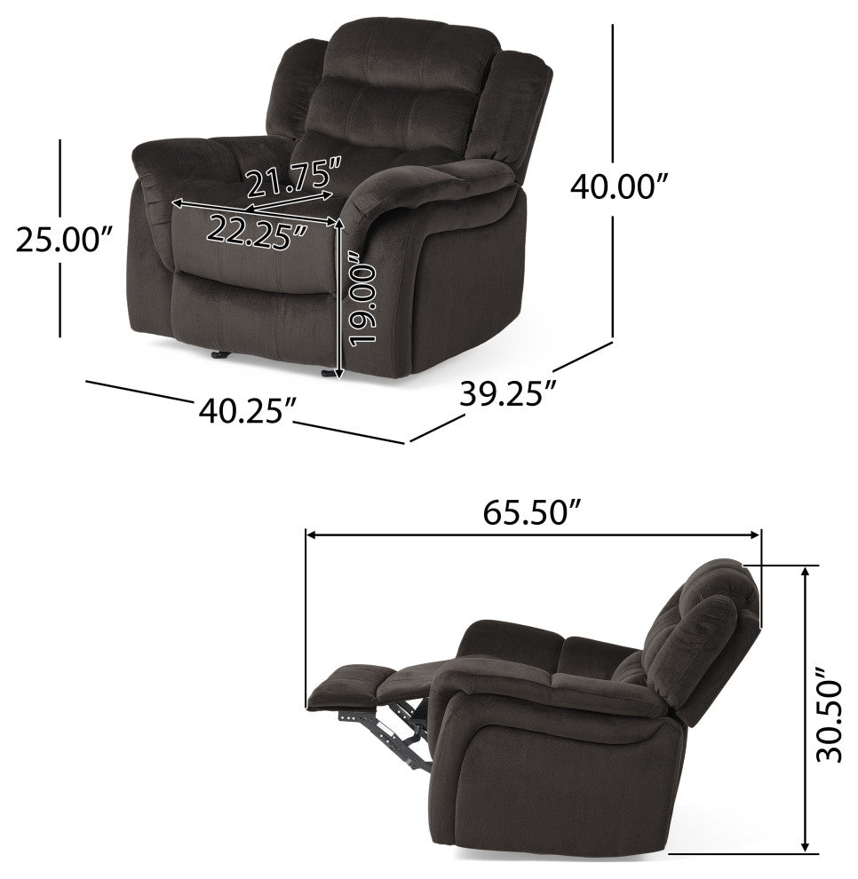 GDF Studio Blake Brown Fabric Glider Recliner Club Chair