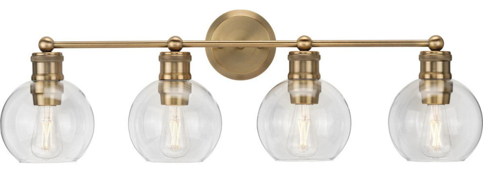 Hansford Collection Four-Light Vintage Brass Bath Vanity Light