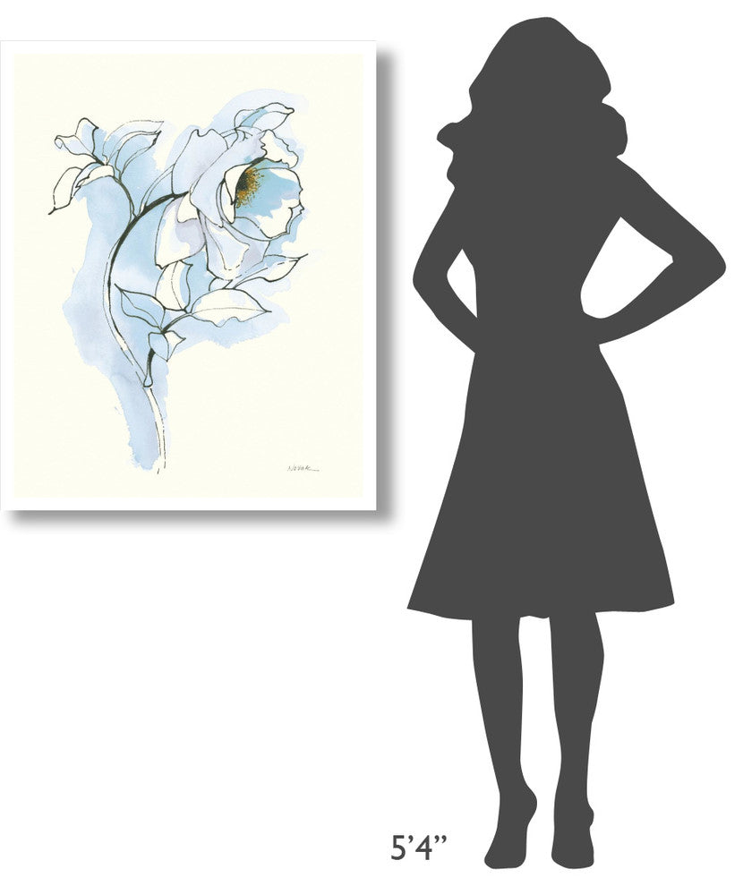 "Carols Roses III Blue" Digital Paper Print by Shirley Novak, 30"x37"