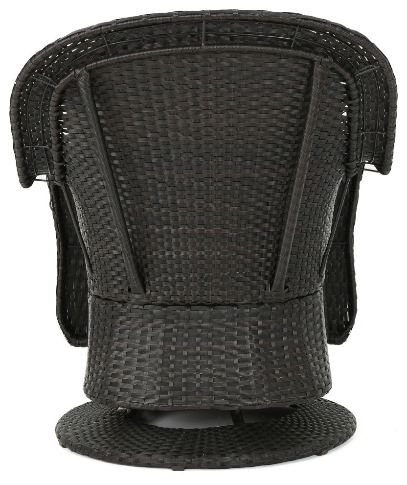 GDF Studio Linsten Outdoor Wicker Swivel Club Chairs With Cushion, Set of 2