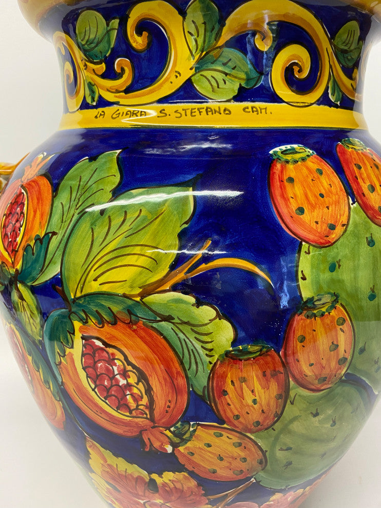 Sicilian Ceramiche Artistiche La Giara Large Orcio Vase With Fruit