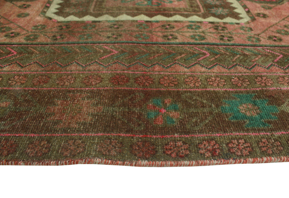 Vintage Distressed Imran Rust/Brown Runner, 4'5x12'9