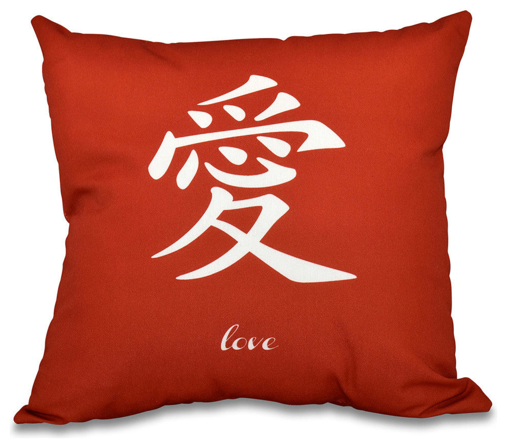 18"x18" Love, Word Print Pillow, Red