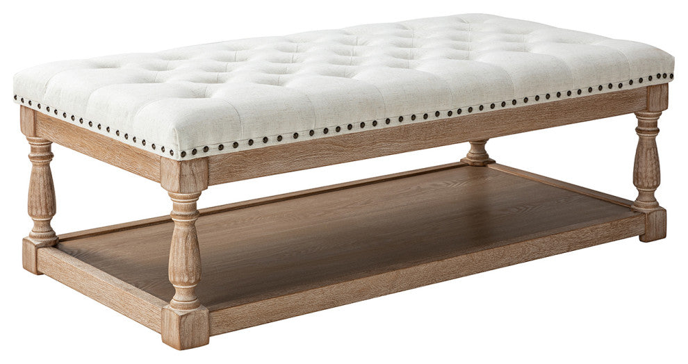 Jordan Upholstered Storage Ottoman, Ivory