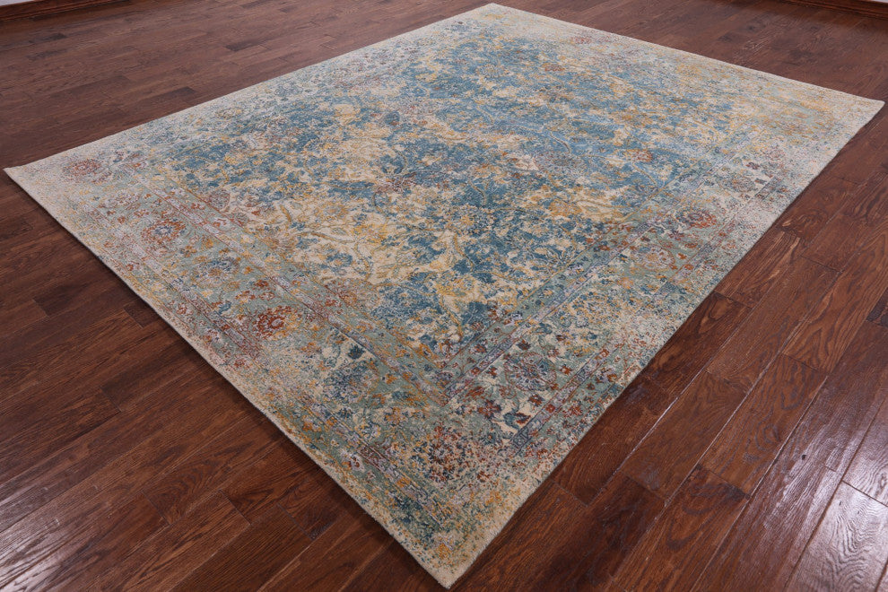 Wool and Silk Persian Hand-Knotted Rug 7' 11" X 10' 2" Q7083