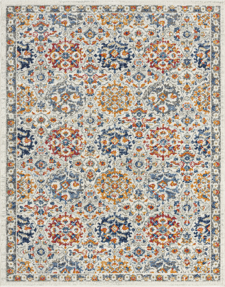 Adriana Transitional Oriental Area Rug, Cream & Gray, 8'10'' X 12'2''