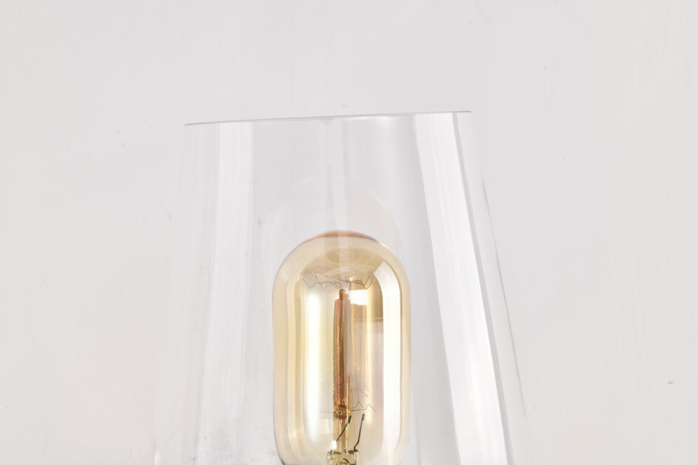 5 in. 1-Light Black and Antique Brass Indoor Wall Sconce With Clear Glass Shade