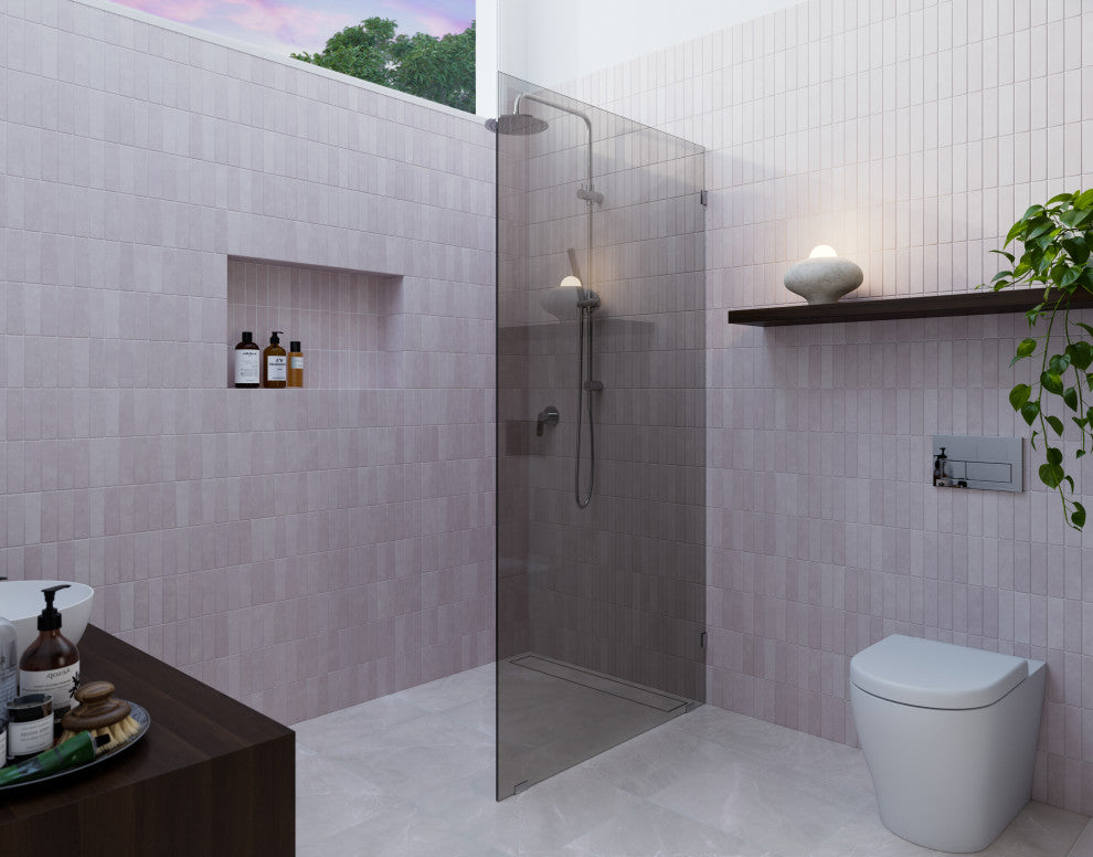 Ursa 36"x78" Frameless Single Glass Shower Panel, Gray Tint, Chrome