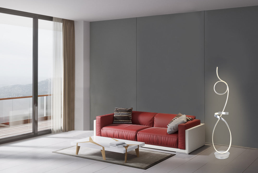 Symphonie 68W Unique Modern Design LED Floor Lamp, Anodize Aluminum