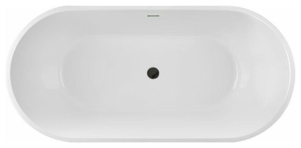 Mia Acrylic Double Ended Freestanding Tub, White / Gun Metal Drain, 67 Inch