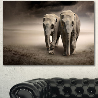 Elephant Pair in Motion, Animal Canvas Wall Art, 40"x30"