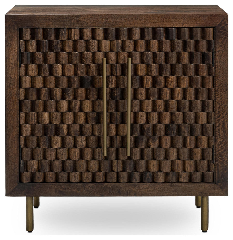 Norwood 2-Door Mango Wood Cabinet, Dark Brown