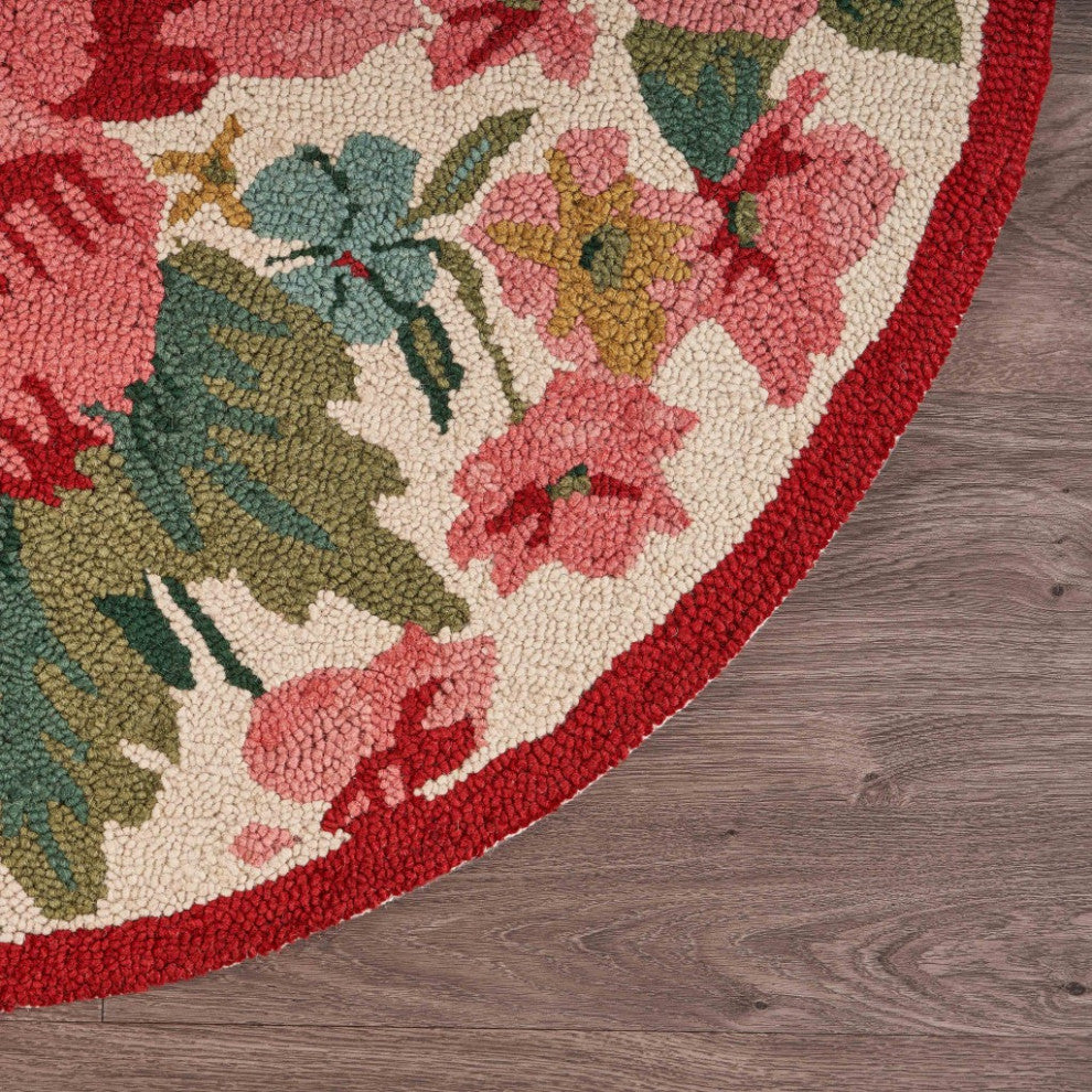 6" Round Pink Rose Area Rug