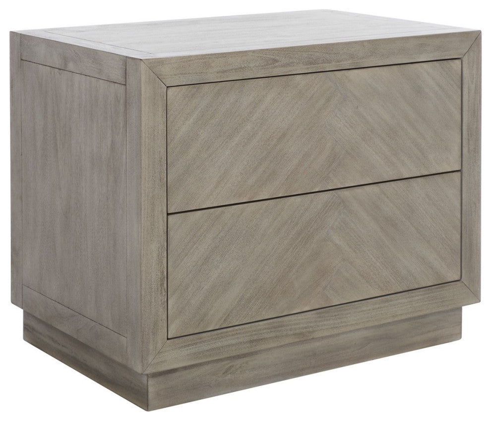 Safavieh Couture Steve 2 Drawer Wood Nightstand, Light Grey