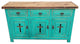 Templar Cross Rustic Bathroom Vanity, Turquoise, 60"x20"x32", Fake Middle Drawer