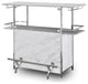 Faux Marble Bar Table With Glass Holder, White and Chrome