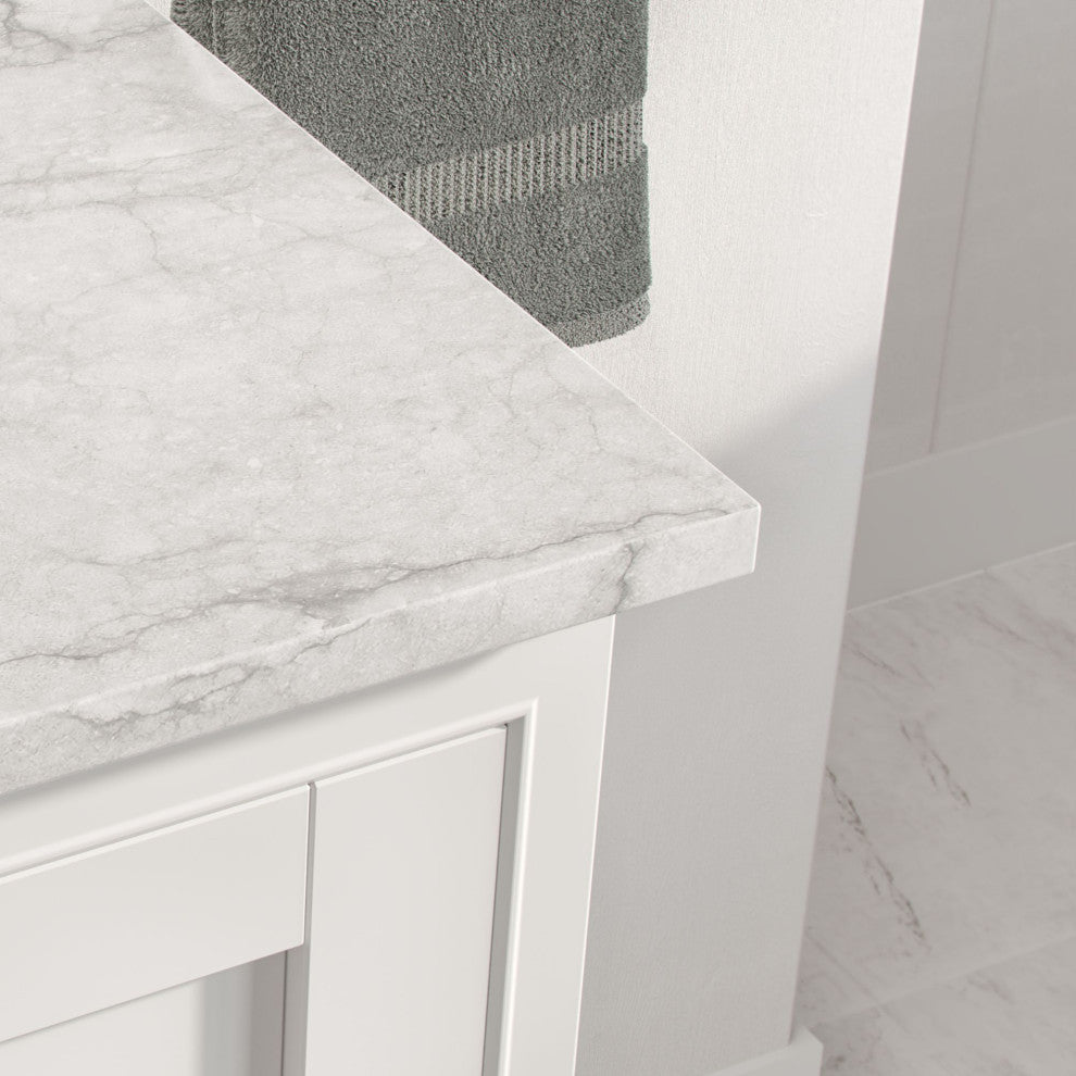 Cascade Bath Vanity, White, 72", Brushed Nickel Hardware, Double, Freestanding
