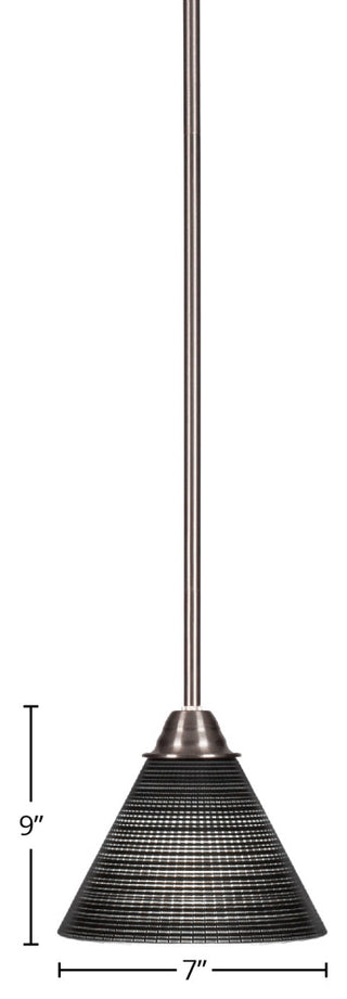 Paramount 1-Light Mini Pendant, Brushed Nickel, 7" Black Matrix Glass