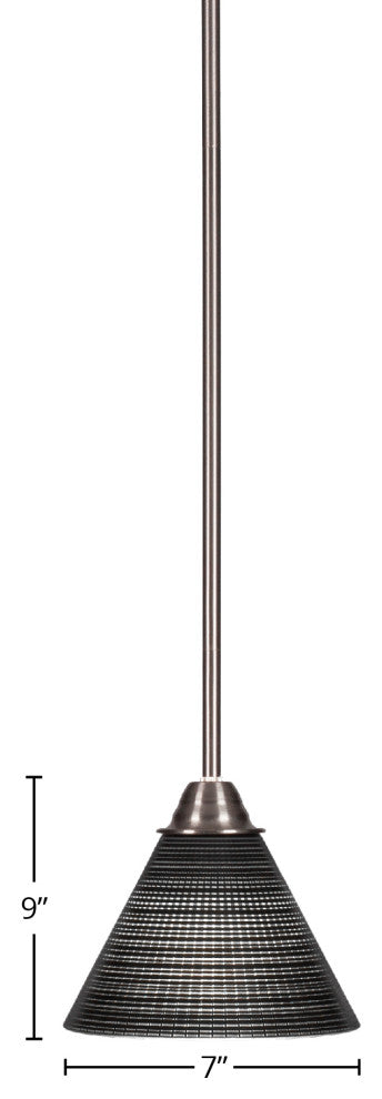 Paramount 1-Light Mini Pendant, Brushed Nickel, 7" Black Matrix Glass