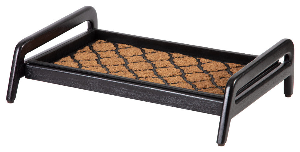 Single-Tier Black Stand With 2-Pair Rubber Boot Tray Shangri-La