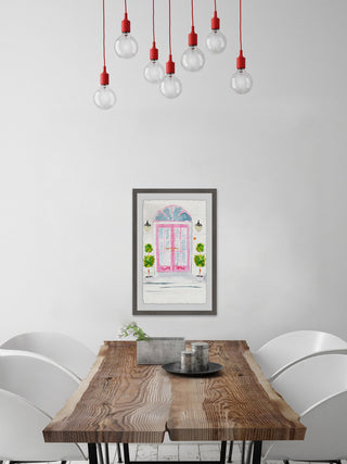 "Pink French Doors" Framed Painting Print, 20"x30"