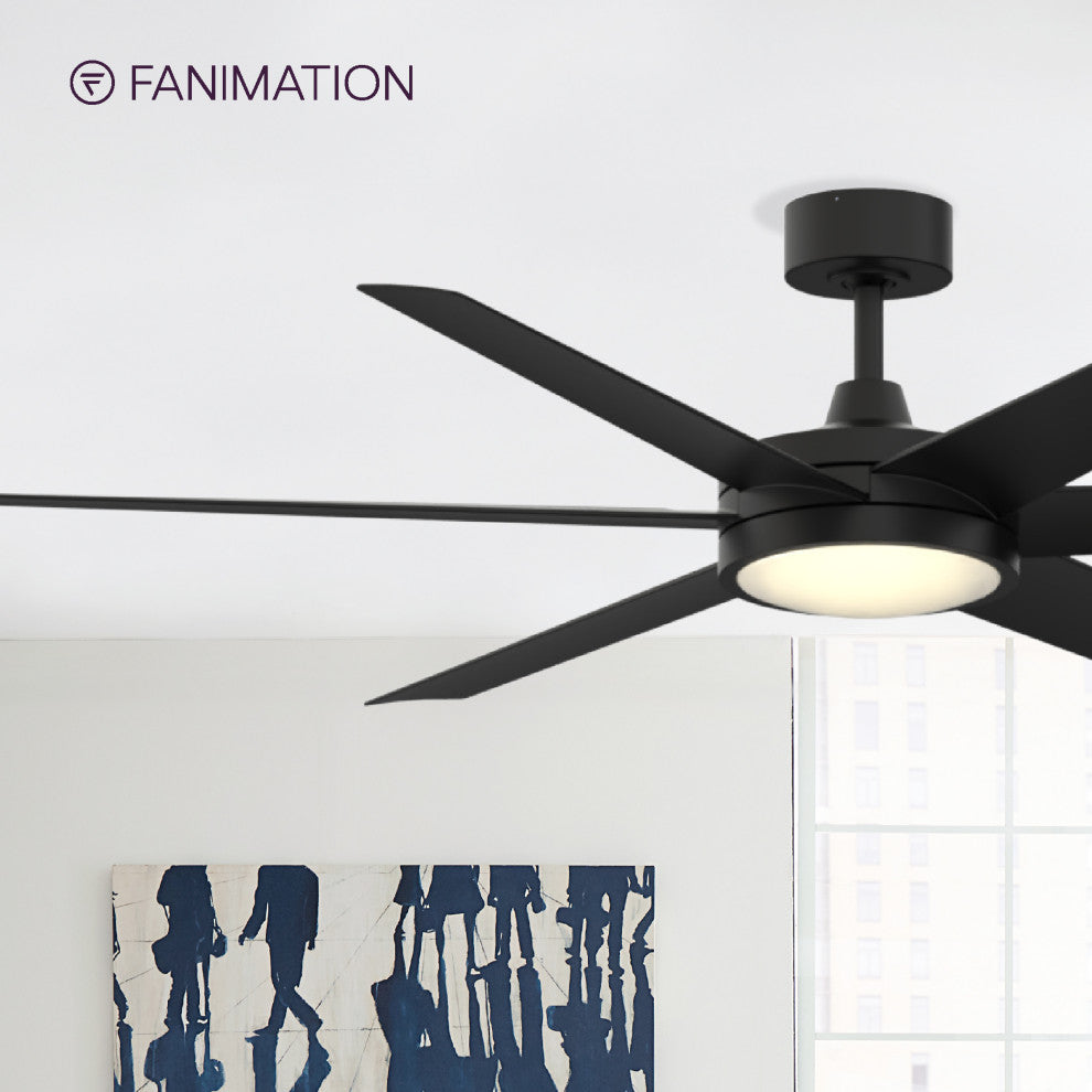 Brawn 64 inch Indoor/Outdoor Ceiling Fan with LED CCT Select Light Kit, Black