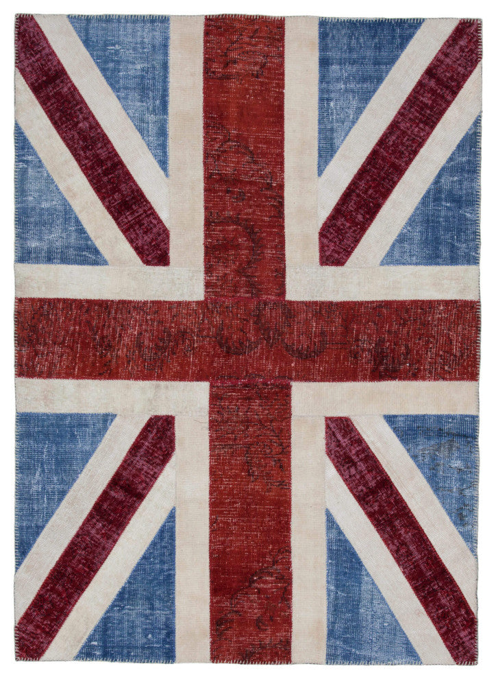 Rug N Carpet - Handwoven Turkish 5' 8'' x 7' 11'' Flag Patchwork Rug