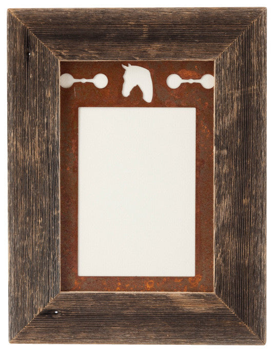 5X7 Barnwood Frame with 3-Image Metal Mat, Horse