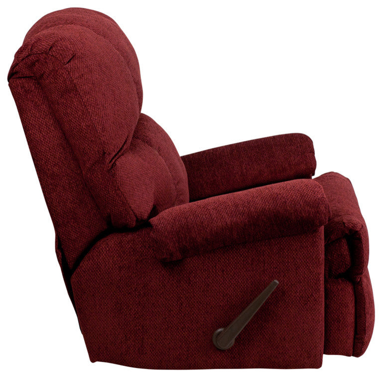 Chenille Rocker Recliner, Burgundy