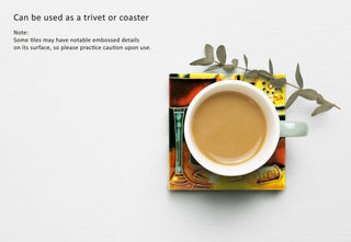 4x4" Dark Wine Set With Cork Art Tile Ceramic Drink Holder Coaster