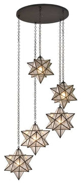 45 Wide Moravian Star 5 Light Cascading Pendant