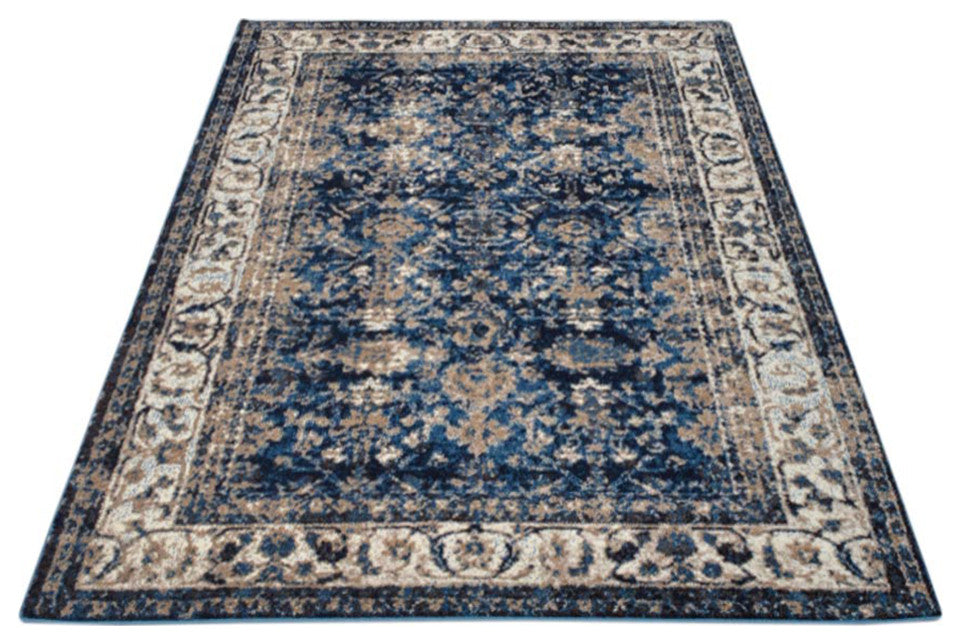 MACHINE MADE HEATSET POLYPROPYLENE AREA RUGS -Ivory Blue Color,Oriental Design