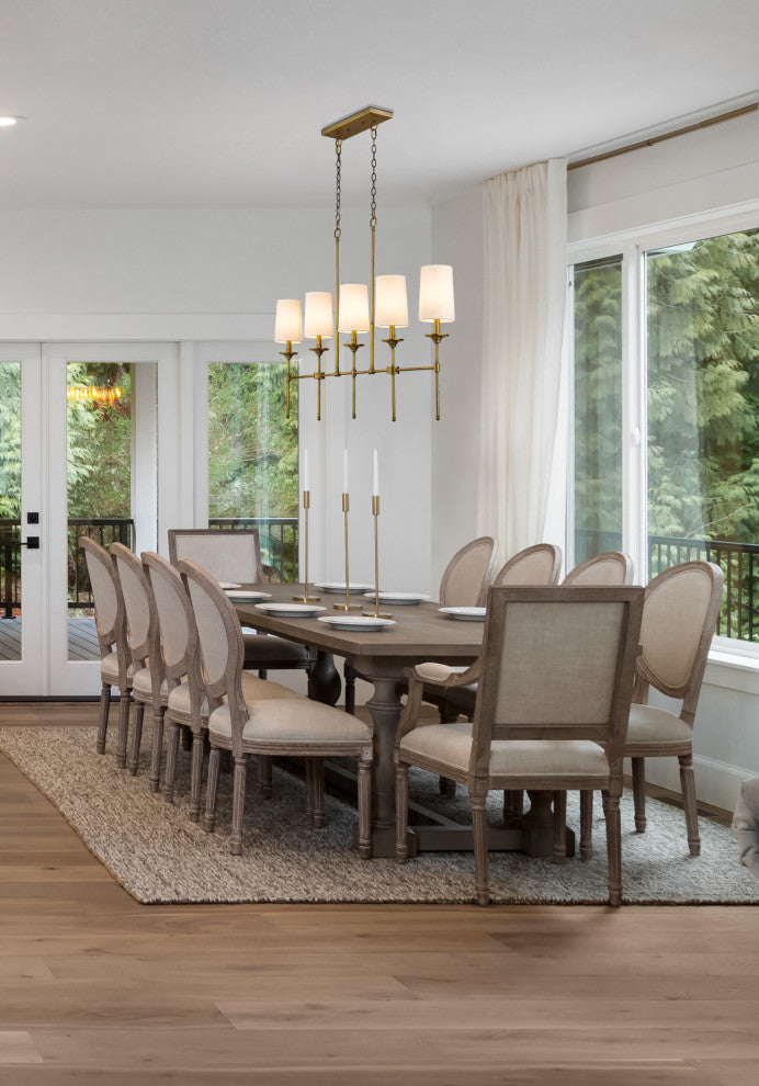 Emily Five Light Chandelier, Rubbed Brass